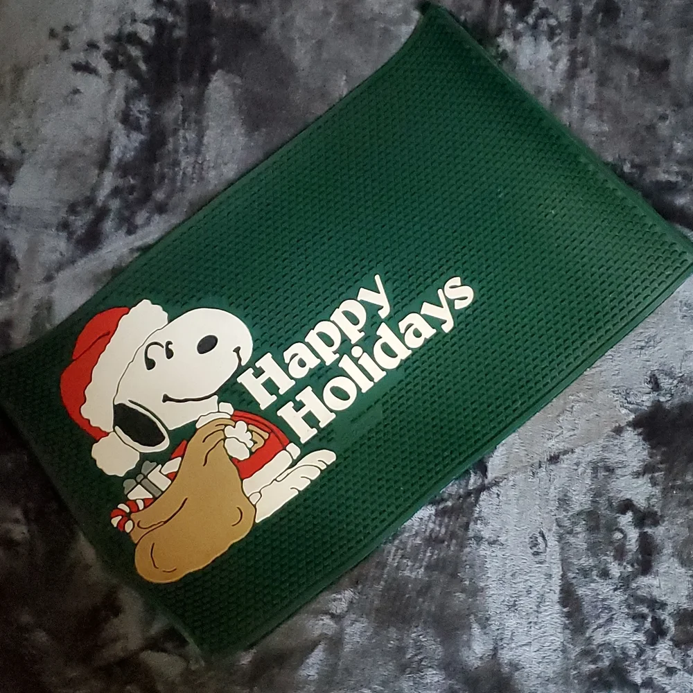 Vintage Snoopy Santa Happy Holidays Door Mat